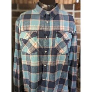 QUIKSILVER Plaid Flannel Shirt Men's XL Blue Pink Navy 90s Skate Grunge Y2k Surf